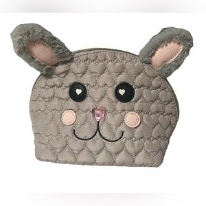 Betsey Johnson Kitsch Rabbit Quilted Easter Bunny Cosmetic Pouch Zip Travel Bag